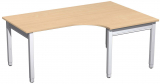 PC-Schreibtisch rechts höhenverstellbar, 1800x1200x680-860, Buche/Silber