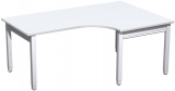 PC-Schreibtisch rechts höhenverstellbar, 1800x1200x680-860, Onyx/Silber