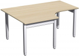 PC-Schreibtisch links höhenverstellbar, 1600x1200x680-860, Ahorn/Silber