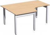 PC-Schreibtisch links höhenverstellbar, 1600x1200x680-860, Buche/Silber