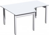 PC-Schreibtisch links höhenverstellbar, 1600x1200x680-860, Onyx/Silber