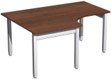 PC-Schreibtisch links höhenverstellbar, 1600x1200x680-860, Nussbaum/Silber
