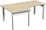 PC-Schreibtisch links höhenverstellbar, 1800x1200x680-860, Ahorn/Silber