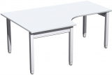 PC-Schreibtisch links höhenverstellbar, 1800x1200x680-860, Onyx/Silber