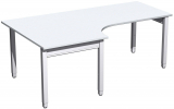PC-Schreibtisch links höhenverstellbar, 2000x1200x680-860, Weiß/Silber
