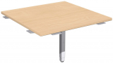 Verkettungsplatte Volleck 90Grd mit Stützfuß, mit Kabelführung, inkl. Verkettungsmaterial, höhenverstellbar, 800x800x680-860, Buche/Silber