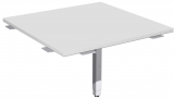 Verkettungsplatte Volleck 90Grd mit Stützfuß, mit Kabelführung, inkl. Verkettungsmaterial, höhenverstellbar, 800x800x680-860, Lichtgrau/Silber