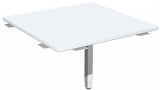 Verkettungsplatte Volleck 90Grd mit Stützfuß, mit Kabelführung, inkl. Verkettungsmaterial, höhenverstellbar, 800x800x680-860, Weiß/Silber