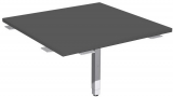 Verkettungsplatte Volleck 90Grd mit Stützfuß, mit Kabelführung, inkl. Verkettungsmaterial, höhenverstellbar, 800x800x680-860, Onyx/Silber